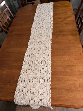 Handmade White Crochet Table Runner